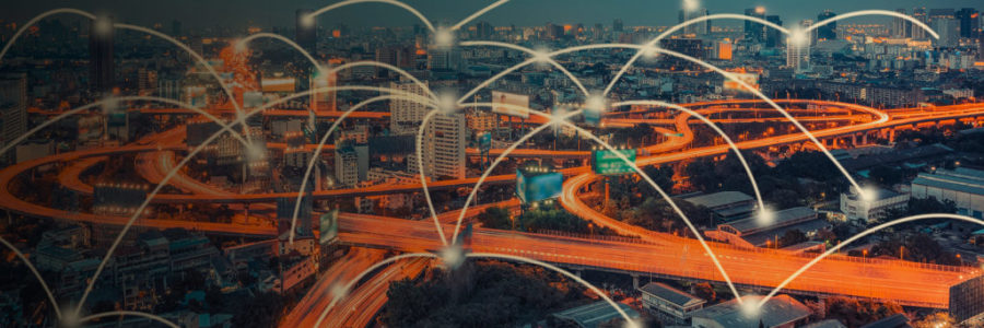 cityscape and technology and network connection concept cityscape and technology and network connection concept
