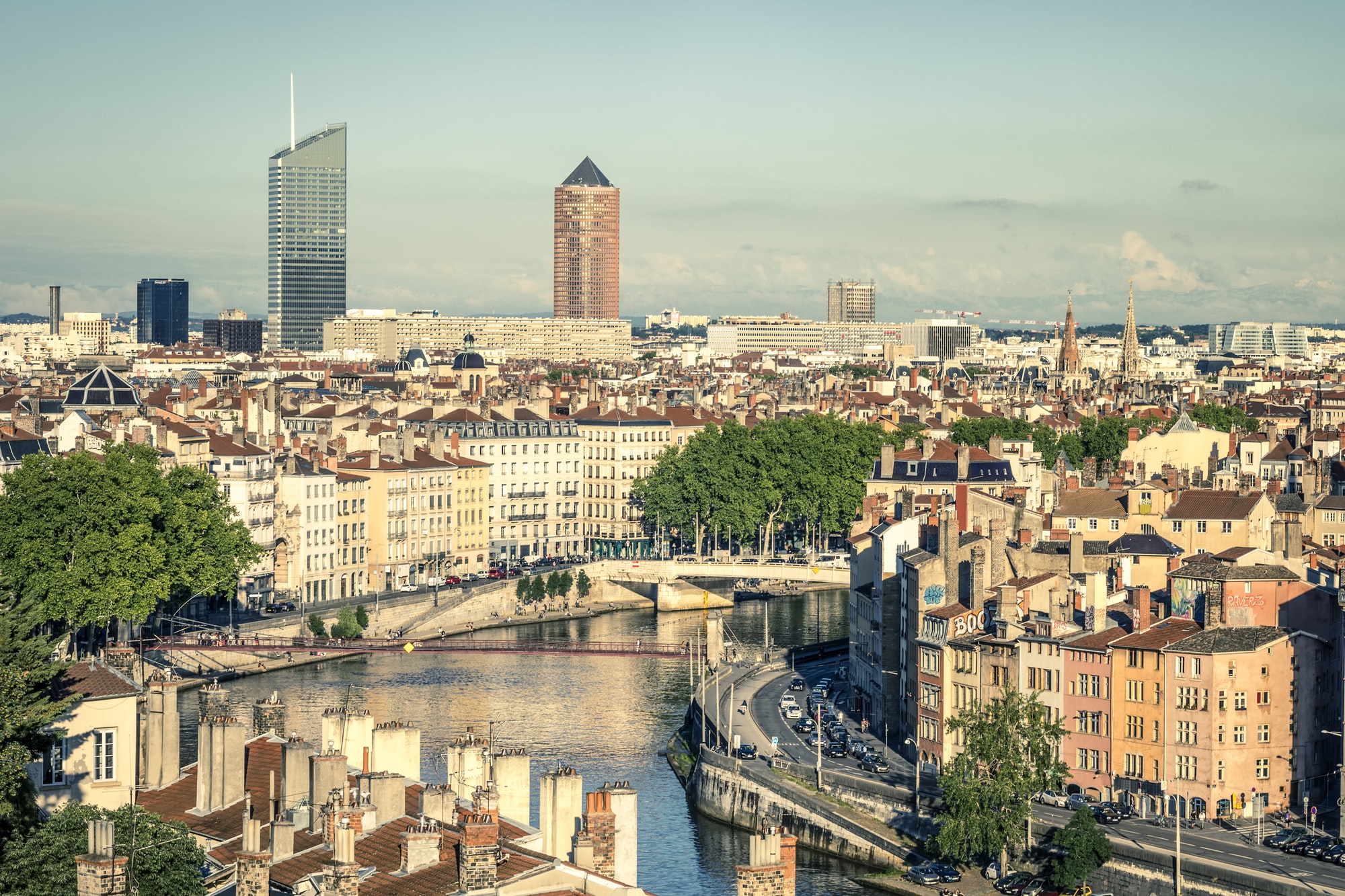 View of Lyon with Saone river