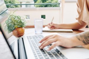 Female student doing homework