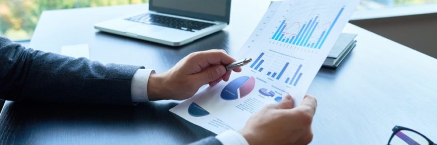 Business Person Analyzing Statistics Report Business Person Analyzing Statistics Report