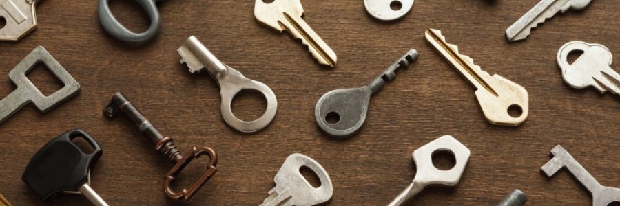 Many different keys on wood Many different keys on wood