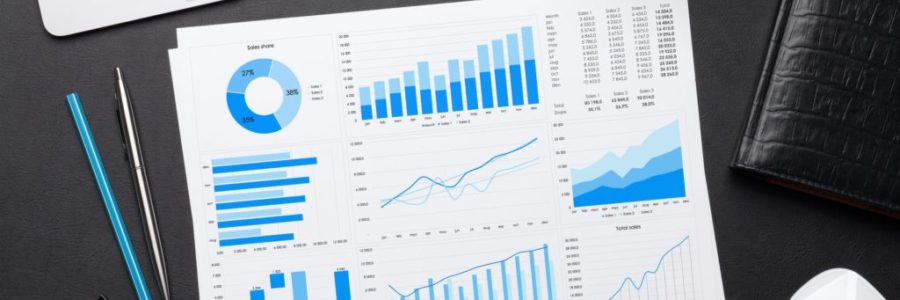 Office workplace table with reports Office workplace table with reports