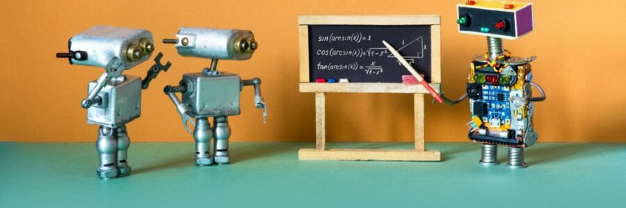 Artificial intelligence machine learning and robotics education concept