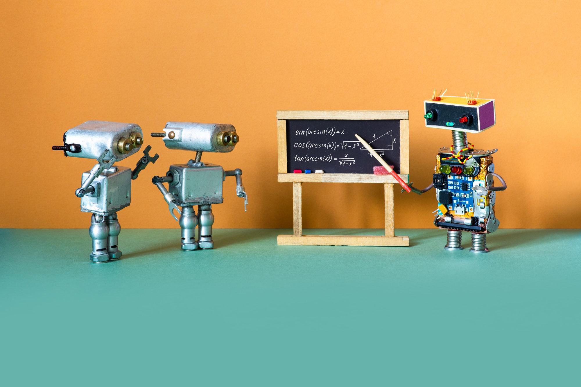 Artificial intelligence machine learning and robotics education concept