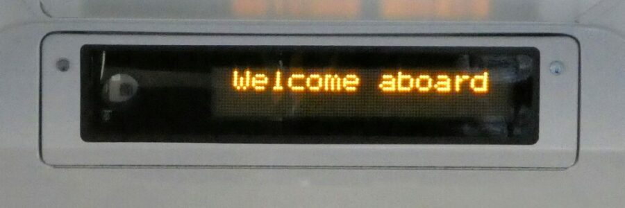 Welcome aboard,sign message on screen monitor Welcome aboard,sign message on screen monitor