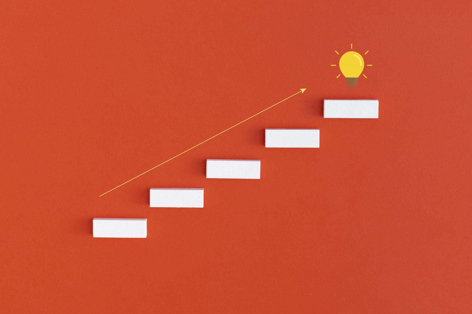Ladder career path for business growth success process. Inspiration and creative idea concept.